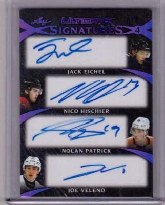 EICHEL HISCHIER NOLAN PATRICK JOE VELENO 17/18 Leaf Ultimate /9 Rookie Autograph - Image 1 of 2