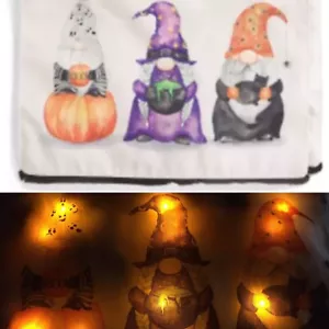 Cynthia Rowley Halloween Lighted Table Runner Gnomes Costume Witch Pumpkin Cat - Picture 1 of 10