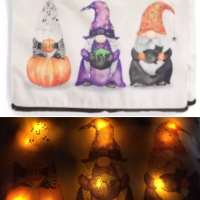 Cynthia Rowley Halloween Lighted Table Runner Gnomes Costume Witch Pumpkin Cat - Image 1 of 4