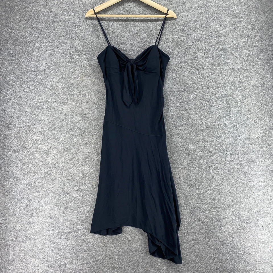 Nuevo Vestido Express Mujer 4 Negro Funda Midi Cuello en V Sin Mangas Rayón Informal Foto 1 de 4