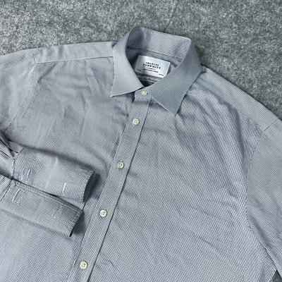 Camisa Charles Tyrwhitt Para Hombre 16/33 Negra Cuadros Negocios Calce Clásico Puño Francés Foto 1 de 4