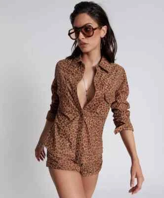 Free People One Teaspoon Wild Thing Cheetah SUEDE CHACKET Camisa Chaqueta NUEVA S Foto 1 de 4