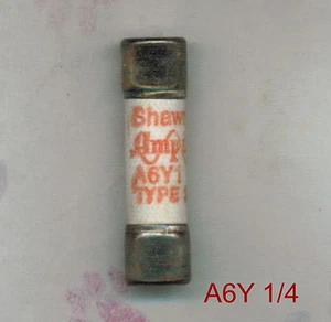 SHAWMUT A6Y1/4 FUSIBLE A6Y 1/4 600 VOLTIOS 1/4 AMPERIO TIPO 2B - Imagen 1 de 2