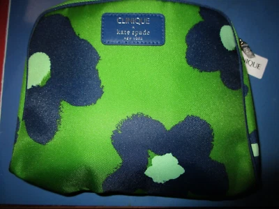 Bolso de Maquillaje Clinique x Kate Spade - Verde con Flores Azules NUEVO Foto 1 de 3