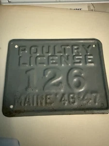 MAINE POULTRY LICENSE PLATE 1946 1947 VERY LOW NUMPER #126!!! - Picture 1 of 3