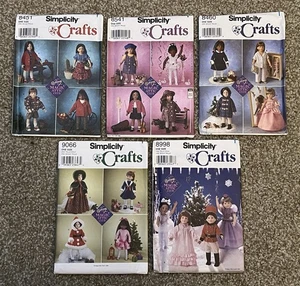 Simplicity Crafts Magic Attic Club Doll Clothes Pattern Lot UNCUT 9066 8460 8998 - Picture 1 of 6