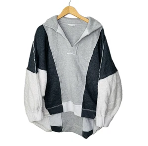Aemi + Co Lallie Pullover Oversized Sweatshirt Womens L Patchwork Color Block Gr - Picture 1 of 11