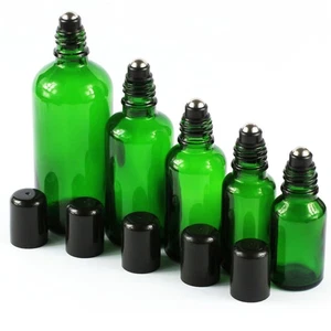 Wholesale 5ml-100ml Thick Glass Essential Oil Roller Bottles w/ Ball Black Cap - Picture 1 of 9