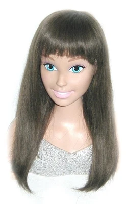 Peluca muñeca cabello humano imsco talla 16 marrón oscuro tapa completa vintage NUEVO STOCK ANTIGUO Foto 1 de 4