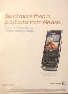 2011 AT&T Mobile Cell Phone Service PRINT AD BlackBerry Send More Than Postcard - Picture 1 of 5