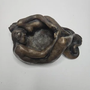 Vintage Abstract Lovers Sculpture Art Deco Plaster Figurine Romantic Embrace - Picture 1 of 10