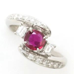 Platinum 900 ring 12 size Ruby 0.55 Diamond 0.15 About7.1g Free shipping Used - Picture 1 of 9