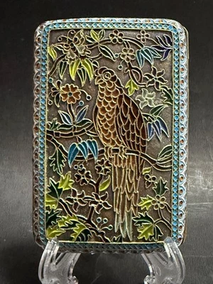 Antigua caja de cigarrillos imperial rusa 84 plata plique-a-Jour Foto 1 de 4