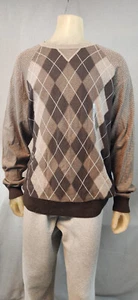 Antigua Camisa Suéter Top Azul Marino Marrón Argyle Cuello Redondo Larga Slv XXL XXLARGE PARA HOMBRES NUEVA - Imagen 1 de 6