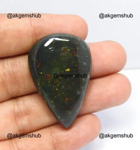 Natural Bloodstone Wire Wrap Earrings Supply Pear Cabochon 55.00 Cts 38x25x7 mm - Picture 1 of 8