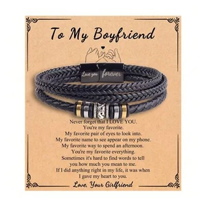To My Son Man Boyfriend Husband Dear Dad Always Remember Bracelet, Trendy Simple - Picture 1 of 7