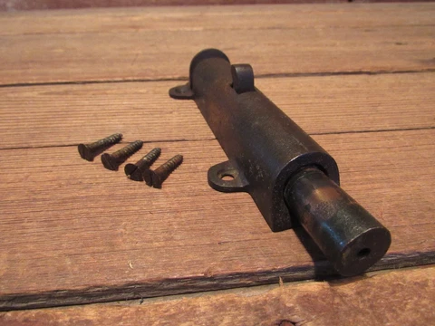 Vintage RARE Door Spring Latch Copper Japan Finish Dated FEB 7,1899 -Works Great Cover