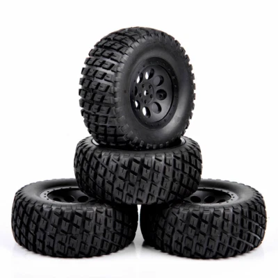 4Pcs 1:10 RC Short Course Truck Off Road Rubber Tyre & Wheel Rims 12mm Hex set - Image 1 of 4