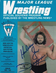 Hacksaw Jim Duggan ha firmato 1984 Mid South Major League Wrestling Program Magazine - Foto 1 di 9