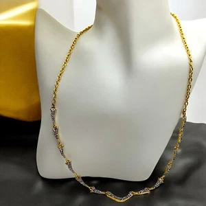 Elegante formelle Halskette Strass glänzend goldfarben 20,25 Zoll! - Bild 1 von 20