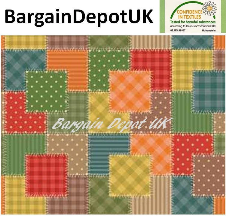 Traditional Patchwork PVC Wipe Clean Vinyl Tablecloth ALL SIZES - Code: F712-2 - Image 1 of 1