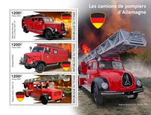 German Fire Engines Fire Trucks MNH Stamps 2022 Chad M/S - Picture 1 of 1