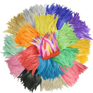 2 Meters Colorful Rooster Feathers Trim 20-35CM Natural Cock plume Fringe Ribbon - Picture 1 of 30