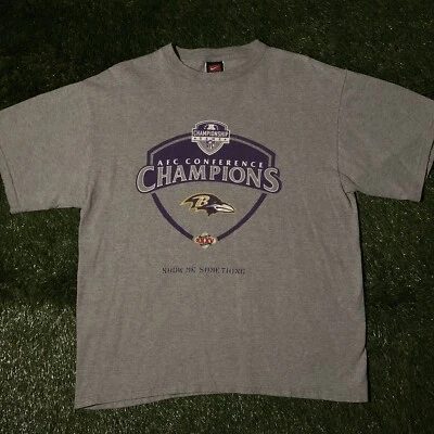 VTG 2001 Nike Team Baltimore Ravens Super Bowl Champs XXXV Gray T-Shirt Medium - Image 1 of 4