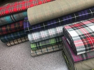 Tartan check suiting Poly Viscose skirt Fabric material Scottish 150cm Wide - Picture 1 of 52