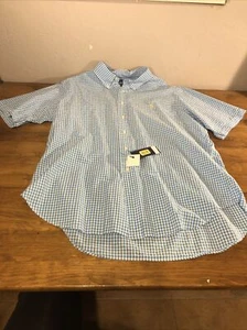 Ralph Lauren Shirt Mens XL Blue White Checked Original Fit Short Sleeve - Picture 1 of 3
