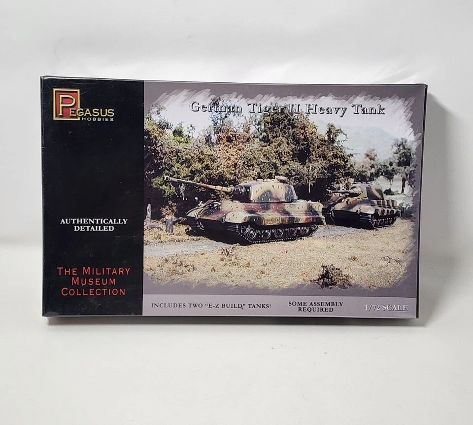 Pegasus 7627 WWII German Tiger II Tank Set of 2 1/72 Scale Plastic Model Kits