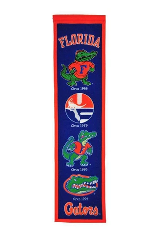 FLORIDA GATORS EMBROIDERED WOOL HERITAGE BANNER 8"X32" NCAA LICENSED Cover