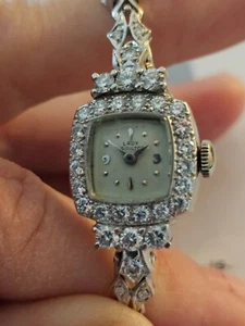1.66ct Diamond & Platinum Lady's Hamilton 14k White Gold Wristwatch - Picture 1 of 12