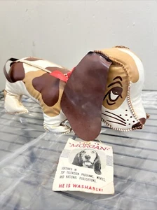 VTG Bantam Morgan Plastic Sewn Plush Brown Basset Hound Dog Stuffed W Tag Rare - Picture 1 of 16