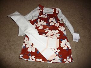 NEW NWT Carters girls 24 months pretty 3 pc floral corduroy jumper dress & tight
