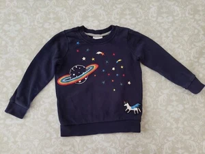 Hanna Andersson 110 5 Girl Navy Blue Space Planet Unicorn Stars Sweatshirt Top - Picture 1 of 4