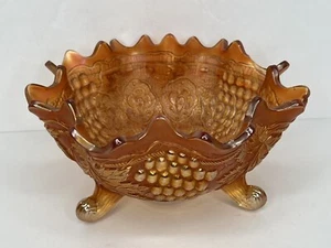 Fenton Marigold Footed Bowl Grape Cable Persian Medallion Carnival Glass "READ" - Picture 1 of 12