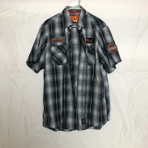 Harley-Davidson Men's Western Style Button Front Short Sleeve Shirt Lone Wolf L - Picture 1 of 9