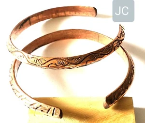 100% Copper Tibetan Hand Carved Healing Bracelet Bangle Handmade - US Seller - Picture 1 of 1