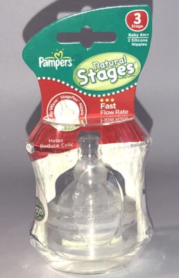 SHIP24HR-Pampers 硅胶气波吸血乳头,阶段 3,双包,透明 — 第 1/4 张图片