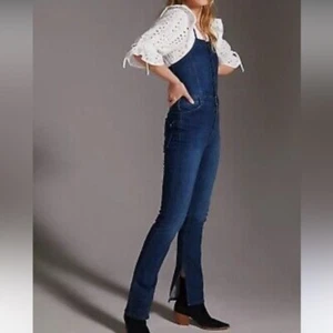 Mono vaquero ANTHROPOLOGIE Pilcro 26 Split azul oscuro pierna ancha nuevo con etiquetas $180 - Imagen 1 de 8