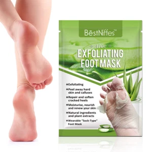 Exfoliating Peel off Foot Care Socks Mask Baby Feet Removes Dead Skin Cells Aloe - Picture 1 of 8