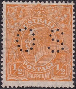 AUSTRALIA 1926 KGV heads (SMW wmk) (rare perf 13½x12½) sg. O88 cv. £180 - Picture 1 of 1