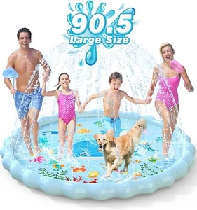 90.5" Splash pad, extra large sprinkler play mat fun for kids, summer outdoor - Picture 1 of 7