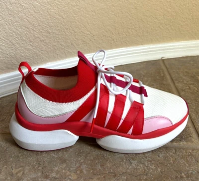 Nurture Response Boulder Chunky Sneakers Ladies 9.5 White Red Pnk Split Sole NEW - Image 1 of 4