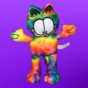 2018 GARFIELD Odie Rainbow Tie Dye Toy Factory 9" Stands Plush 40th Birthday - Picture 1 of 5