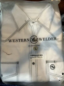 Western Welder Classic Black Snap Button Shirt White Men’s Large �� - Bild 1 von 2