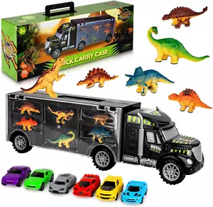 Juguetes de coche transporte camión juguetes de dinosaurios para niños y niñas de 3 a 12 años - Imagen 1 de 11