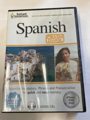 INSTANT IMMERSION, "THE SPANISH CRASH COURSE," 3 Audio CDs, New and Sealed - Image 1 of 2