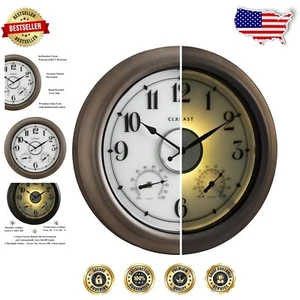 Smart Sensor Waterproof 18" Outdoor Clock with Temperature & Humidity Display - Picture 1 of 12